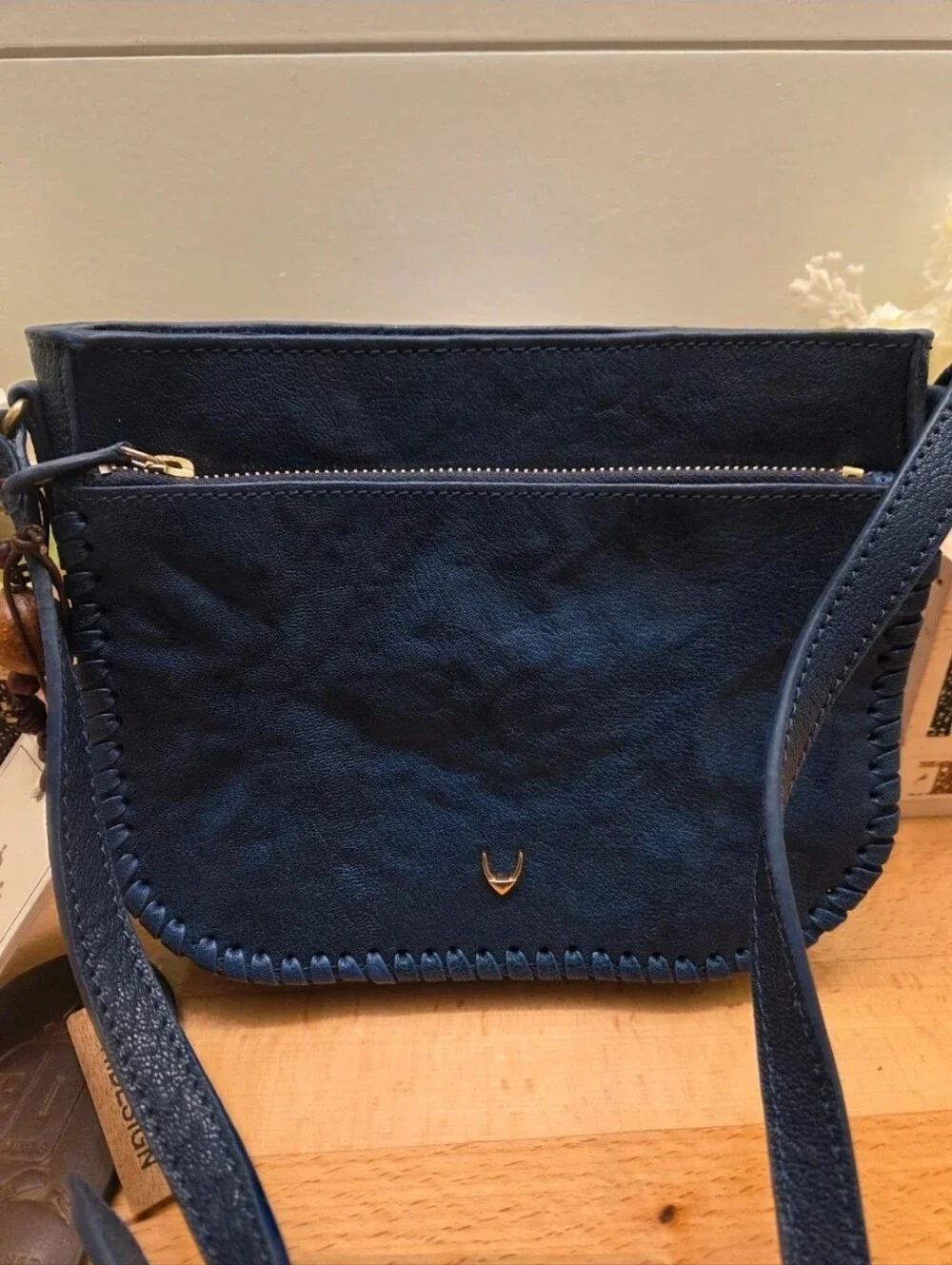 Hidesign Valonia 03 Sling Crossbody Textured Sapphire Blue Leather New